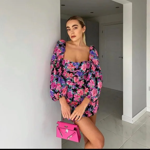 zara pink dress puff sleeve ZARA WOMAN FUCHSIA PINK POPLIN MIDI DRESS PUFF SLEEVE 3067/331 XS S M L